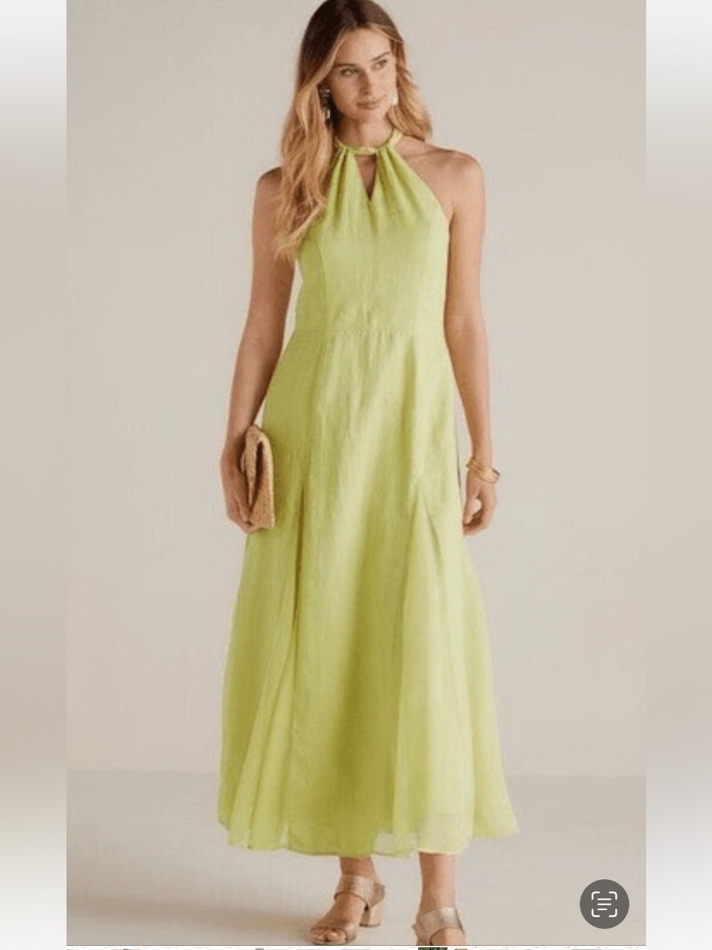 Soft Surroundings Soliloquy Linen/Silk Scarf Halter Neckline Maxi Dress Size M